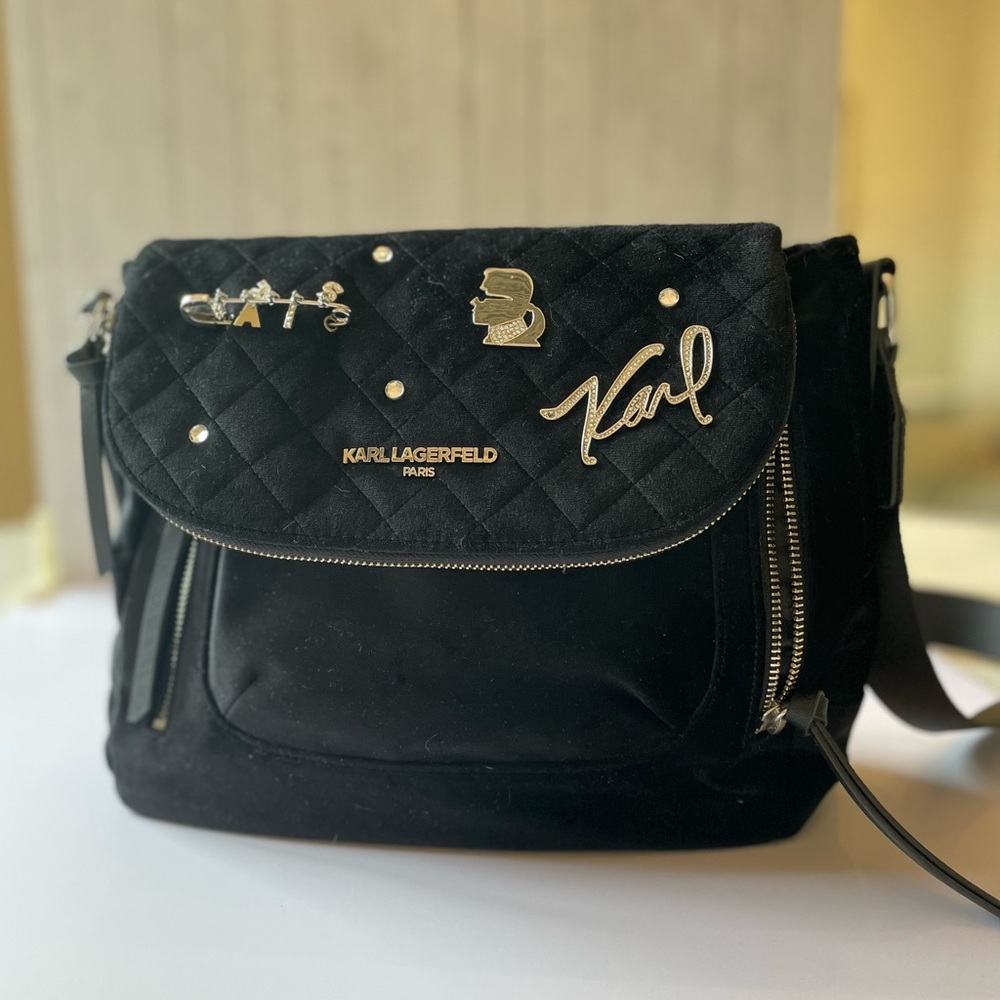 Karl Lagerfeld Black Quilted velour Women's Bag